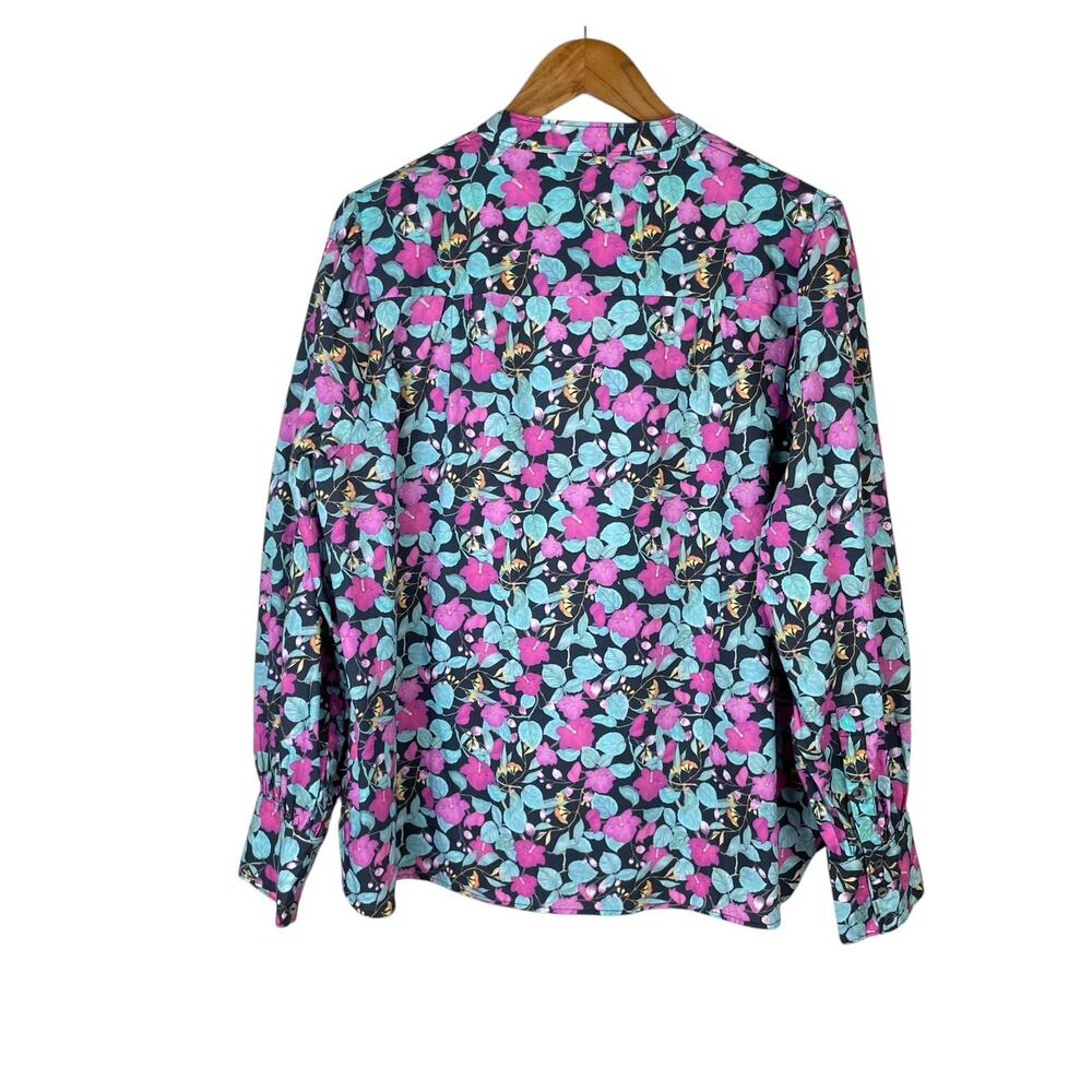 Roller Rabbit Manusa Glenda Colorful Floral Long Sleeve Cotton Popover Top - Picture 11 of 14